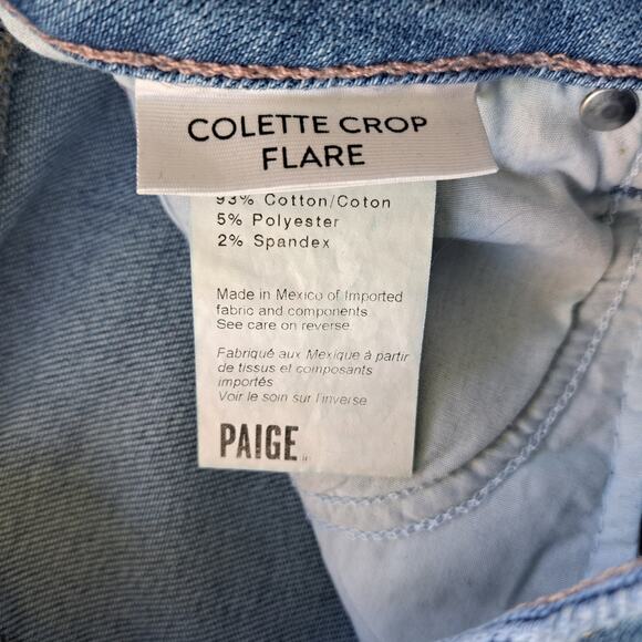 PAIGE Colette Crop Flare Jeans Size 27 Distressed Knees - Picture 4 of 8